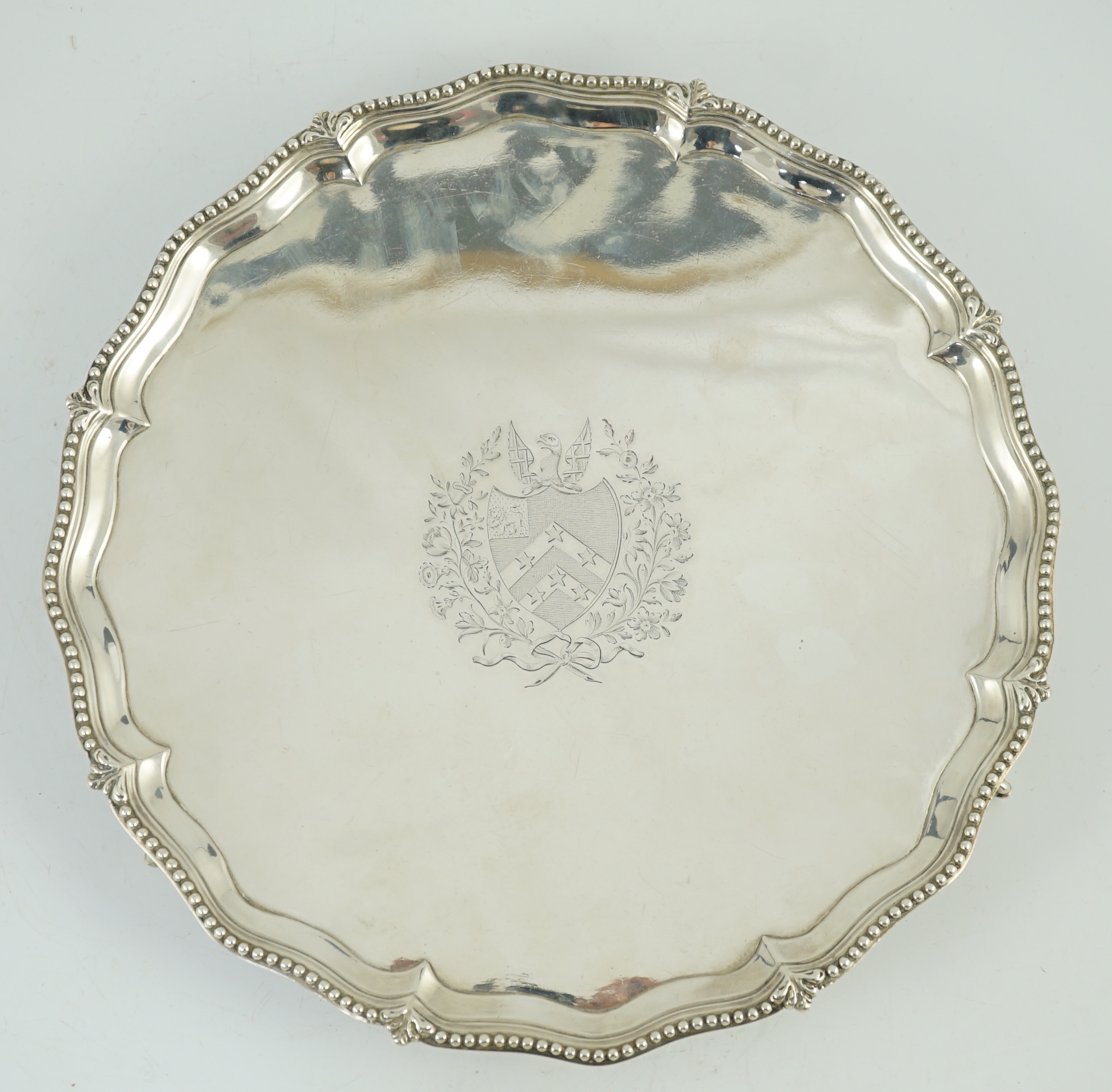 A George III silver salver, by John Crouch I and Thomas Hannam